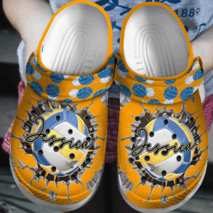 Volleyball With Wall Damage Shoes Clog – Funny Sport Crocs Clog Crocbland Clog Birthday Gift For Man Woman