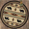 Wampum Bears Round Carpet Floor Rug Living Room Bedroom Decor Round Area Rug Carpet