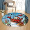 Warm Snowman Round Carpet Floor Rug Living Room Bedroom Decor Round Area Rug Carpet