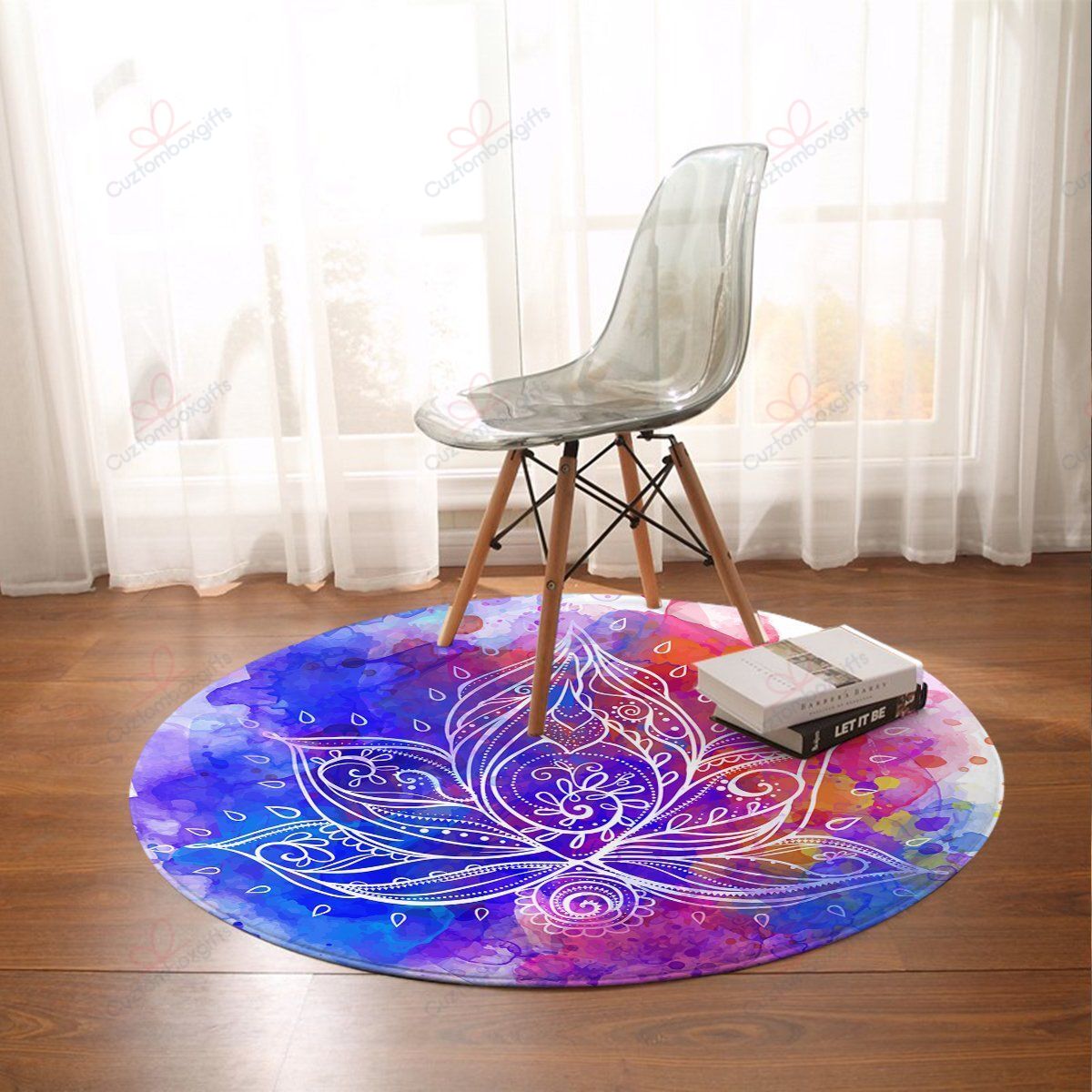 Water Colour Lotus Round Carpet Floor Rug Living Room Bedroom Decor Round Area Rug Carpet Water Colour Lotus Round Carpet Floor Rug Living Room Bedroom Decor Round Area Rug Carpet