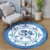 Watercolor Blue Bird With Flower Round Carpet Floor Rug Living Room Bedroom Decor Round Area Rug Carpet