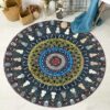 Watercolor Mehendi Round Carpet Floor Rug Living Room Bedroom Decor Round Area Rug Carpet