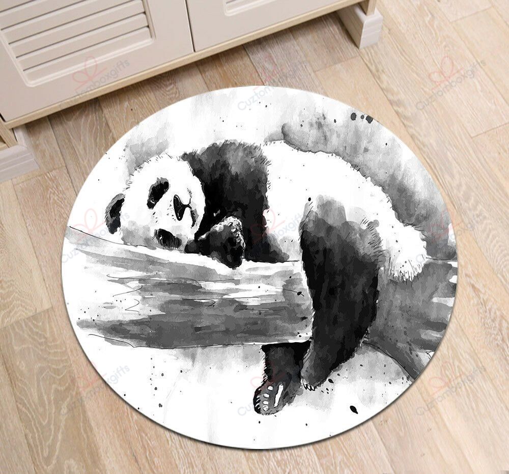 Watercolor Panda Round Carpet Floor Rug Living Room Bedroom Decor Round Area Rug Carpet