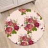 Watercolor Pink Floral Butterfly Round Carpet Floor Rug Living Room Bedroom Decor Round Area Rug Carpet