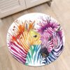 Watercolor Two Zebras Round Carpet Floor Rug Living Room Bedroom Decor Round Area Rug Carpet