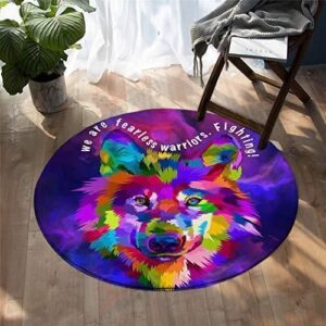 Watercolor Wild Wolf Round Carpet Floor Rug Living Room Bedroom Decor Round Area Rug Carpet