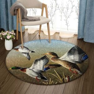 Waterfowl Round Carpet Floor Rug Living Room Bedroom Decor Round Area Rug Carpet