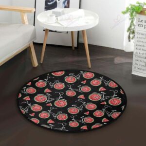 Watermelon Bicycle Round Carpet Floor Rug Living Room Bedroom Decor Round Area Rug Carpet
