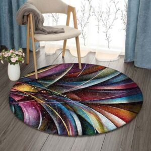 Wave Of Color Round Carpet Floor Rug Living Room Bedroom Decor Round Area Rug Carpet