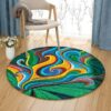 Weed Pattern Round Carpet Floor Rug Living Room Bedroom Decor Round Area Rug Carpet
