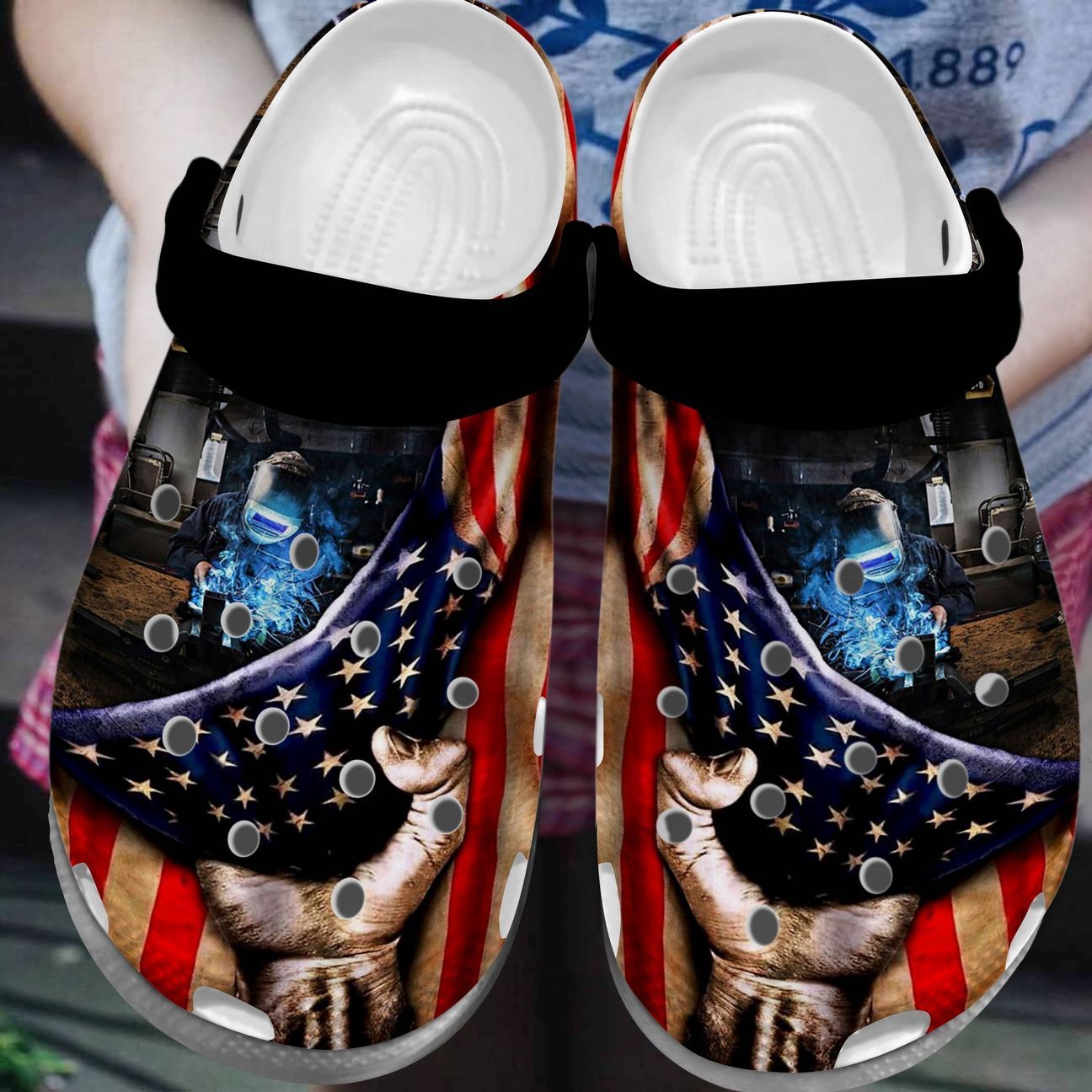 Welder Personalized Clog Custom Crocs Comfortablefashion Style Comfortable For Women Men Kid Print 3D American Welder Welder Personalized Clog Custom Crocs Comfortablefashion Style Comfortable For Women Men Kid Print 3D American Welder