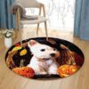 West Highland White Terrier Halloween Round Carpet Floor Rug Living Room Bedroom Decor Round Area Rug Carpet