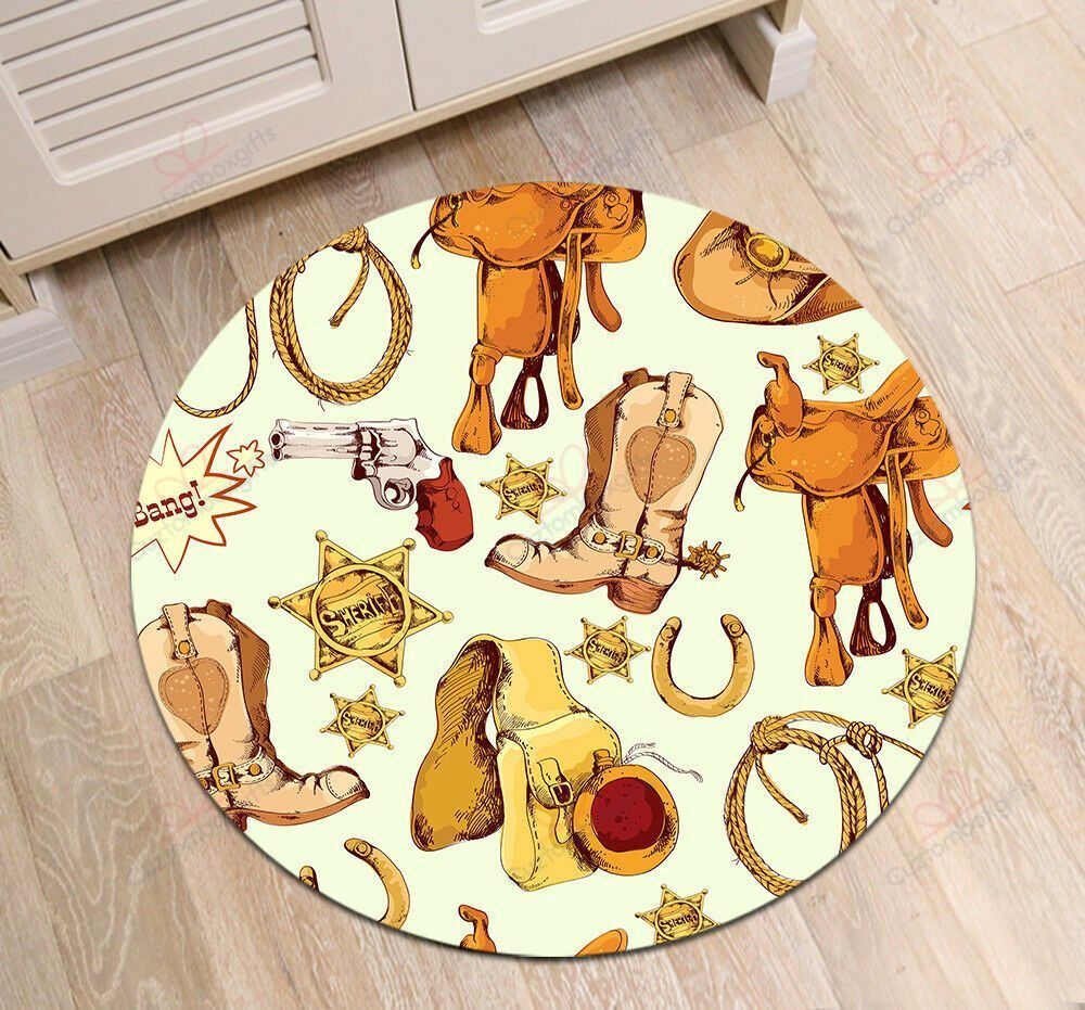 Western Cowboy Round Carpet Floor Rug Living Room Bedroom Decor Round Area Rug Carpet Western Cowboy Round Carpet Floor Rug Living Room Bedroom Decor Round Area Rug Carpet
