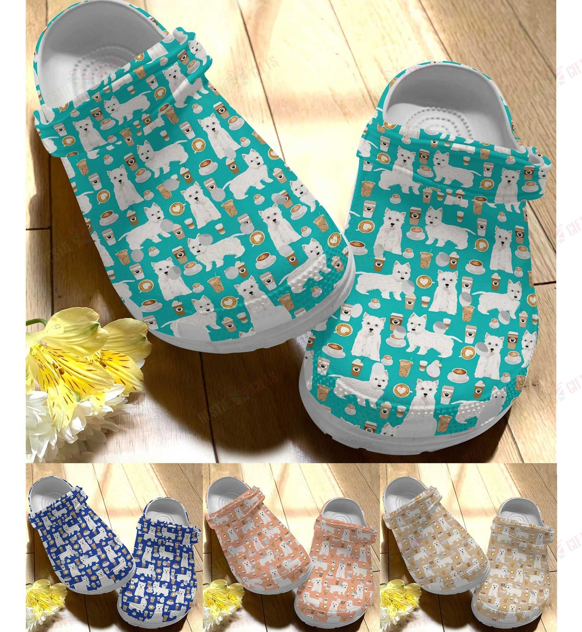 Westie Crocs Clog Classic Clog Whitesole Westie And Coffee Shoes Westie Crocs Clog Classic Clog Whitesole Westie And Coffee Shoes