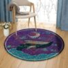 Whale And Beach Round Carpet Floor Rug Living Room Bedroom Decor Round Area Rug Carpet