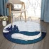 Whale And Boat Round Carpet Floor Rug Living Room Bedroom Decor Round Area Rug Carpet