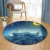 Whale And Moon Round Carpet Floor Rug Living Room Bedroom Decor Round Area Rug Carpet