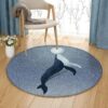 Whale And Moon In Night Round Carpet Floor Rug Living Room Bedroom Decor Round Area Rug Carpet