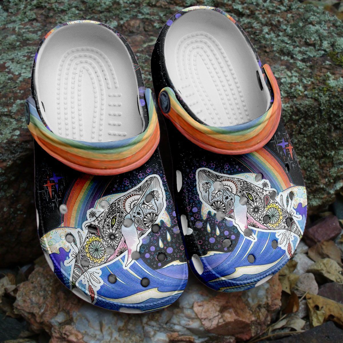 Whale Flower Art Crocs Clog Shoes – Rainbow Shoes Crocbland Clog Birthday Gifts For Woman Girl Daughter Aunt Whale Flower Art Crocs Clog Shoes – Rainbow Shoes Crocbland Clog Birthday Gifts For Woman Girl Daughter Aunt