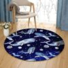Whale Galaxy Round Carpet Floor Rug Living Room Bedroom Decor Round Area Rug Carpet