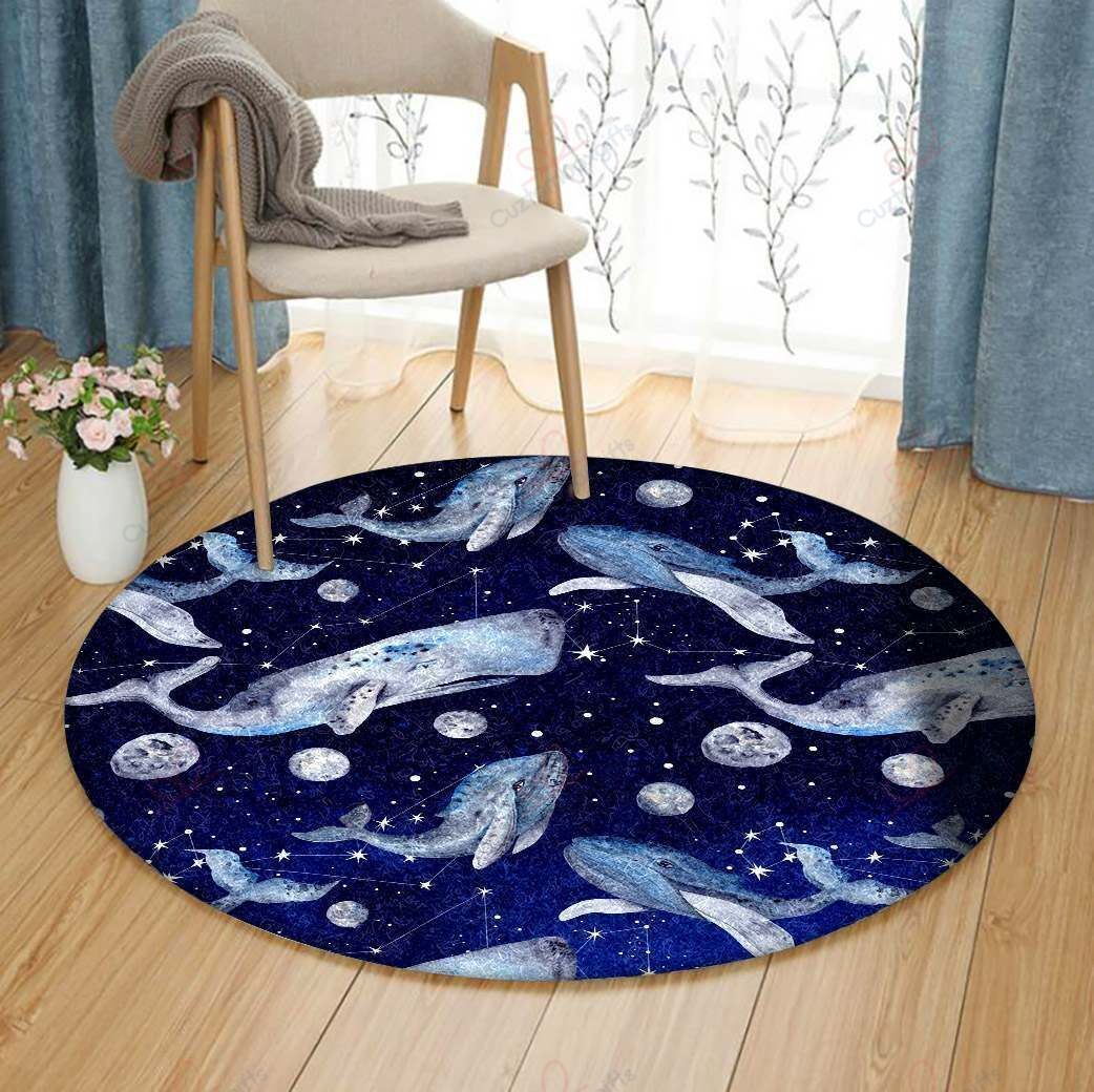 Whale Galaxy Round Carpet Floor Rug Living Room Bedroom Decor Round Area Rug Carpet Whale Galaxy Round Carpet Floor Rug Living Room Bedroom Decor Round Area Rug Carpet