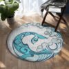 Whale Pattern Round Carpet Floor Rug Living Room Bedroom Decor Round Area Rug Carpet
