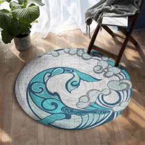 Whale Pattern Round Carpet Floor Rug Living Room Bedroom Decor Round Area Rug Carpet