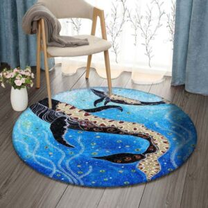Whales Aboriginal Round Carpet Floor Rug Living Room Bedroom Decor Round Area Rug Carpet