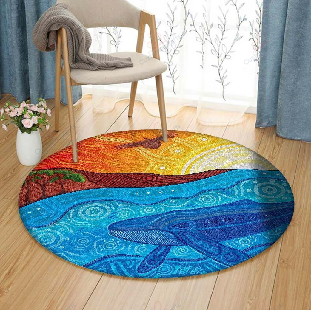 Whales And Eagle Round Carpet Floor Rug Living Room Bedroom Decor Round Area Rug Carpet Whales And Eagle Round Carpet Floor Rug Living Room Bedroom Decor Round Area Rug Carpet
