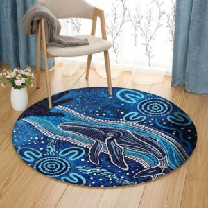 Whales Sea Round Carpet Floor Rug Living Room Bedroom Decor Round Area Rug Carpet