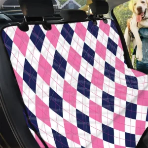 White Blue And Pink Argyle Pattern Car Back Seat Cover Dog Car Seat Covers - 7304b468bca0