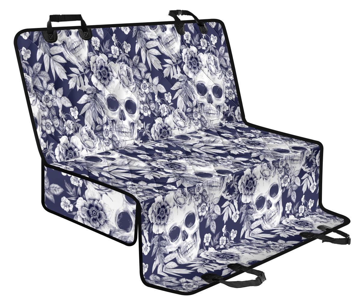 White Blue Skull Floral Pattern Print Pet Car Back Seat Cover - 4a2b31eb66cc White Blue Skull Floral Pattern Print Pet Car Back Seat Cover - 4a2b31eb66cc