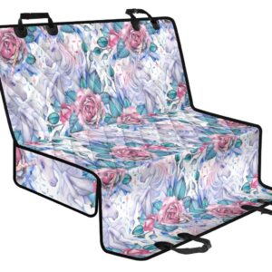 White Fairy Rose Unicorn Pattern Print Pet Car Back Seat Cover - 209d83eadd80