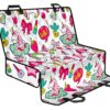 White Girly Unicorn Pattern Print Pet Car Back Seat Cover - a5749759f446