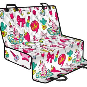 White Girly Unicorn Pattern Print Pet Car Back Seat Cover - a5749759f446