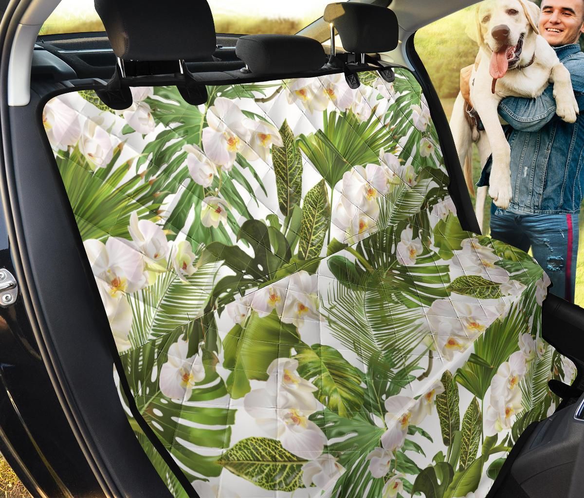 White Orchid Flower Pattern Car Back Seat Cover Dog Car Seat Covers - bf29fc3c01fe White Orchid Flower Pattern Car Back Seat Cover Dog Car Seat Covers - bf29fc3c01fe