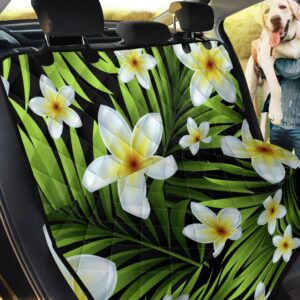 White Plumeria And Green Palm Leaves Design Car Back Seat Cover Dog Car Seat Covers - 9415b7c767e7