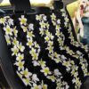 White Plumeria Flowers On Black Design Car Back Seat Cover Dog Car Seat Covers - 28df5b50acfd