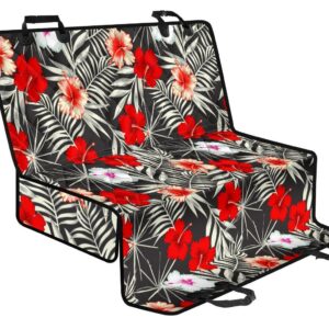 White Tropical Hibiscus Pattern Print Pet Car Back Seat Cover - 029e03cc0c38