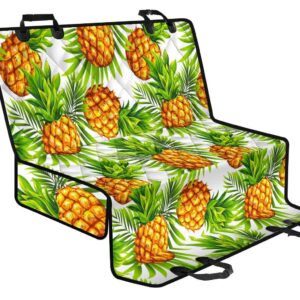White Tropical Pineapple Pattern Print Pet Car Back Seat Cover - e923115943e8