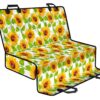 White Watercolor Sunflower Pattern Print Pet Car Back Seat Cover - 44edd6942bda
