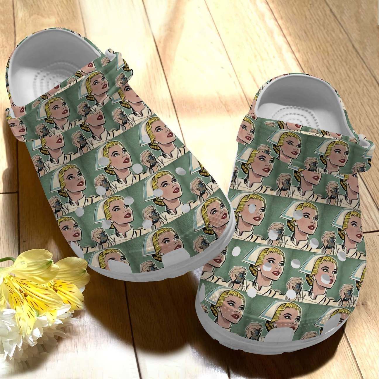 Whitesole Nurse Retro Personalize Clog Custom Crocs Clog Number On Sandal Fashion Style Comfortable For Women Men Kid Whitesole Nurse Retro Personalize Clog Custom Crocs Clog Number On Sandal Fashion Style Comfortable For Women Men Kid