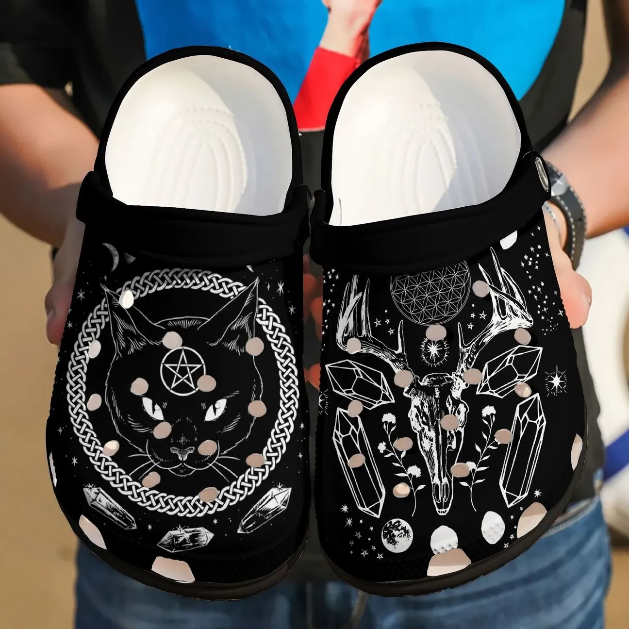 Wicca Personalized Clog Custom Crocs Comfortablefashion Style Comfortable For Women Men Kid Print 3D Black Cat Wicca Personalized Clog Custom Crocs Comfortablefashion Style Comfortable For Women Men Kid Print 3D Black Cat
