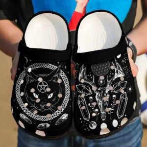 Wicca Personalized Clog Custom Crocs Comfortablefashion Style Comfortable For Women Men Kid Print 3D Black Cat
