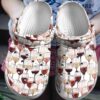 Wine Crocs Clog Classic Clog Wine Galss Pattern Style Shoes