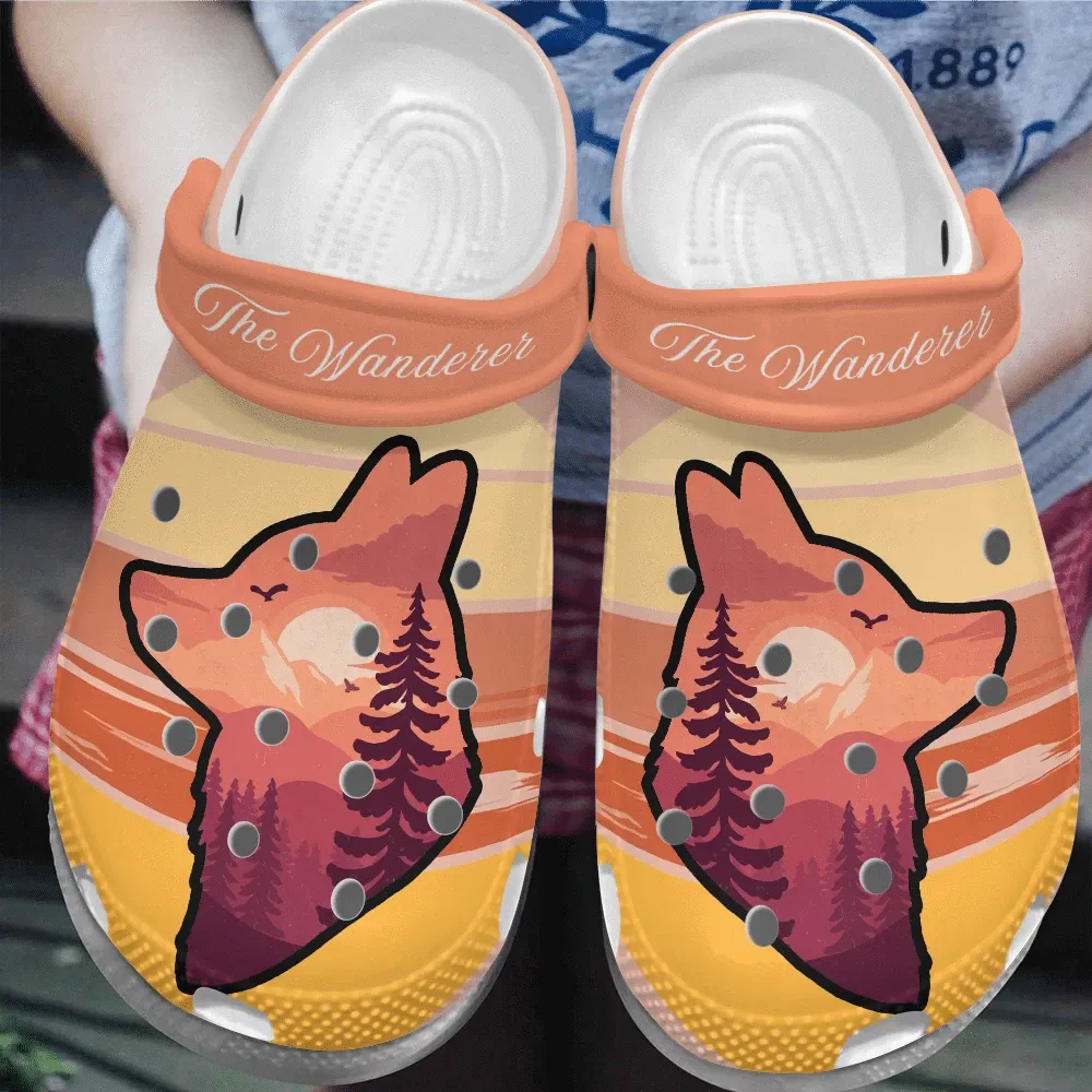 Wolf Personalized Clog Custom Crocs Comfortablefashion Style Comfortable For Women Men Kid Print 3D The Wanderer Wolf Personalized Clog Custom Crocs Comfortablefashion Style Comfortable For Women Men Kid Print 3D The Wanderer