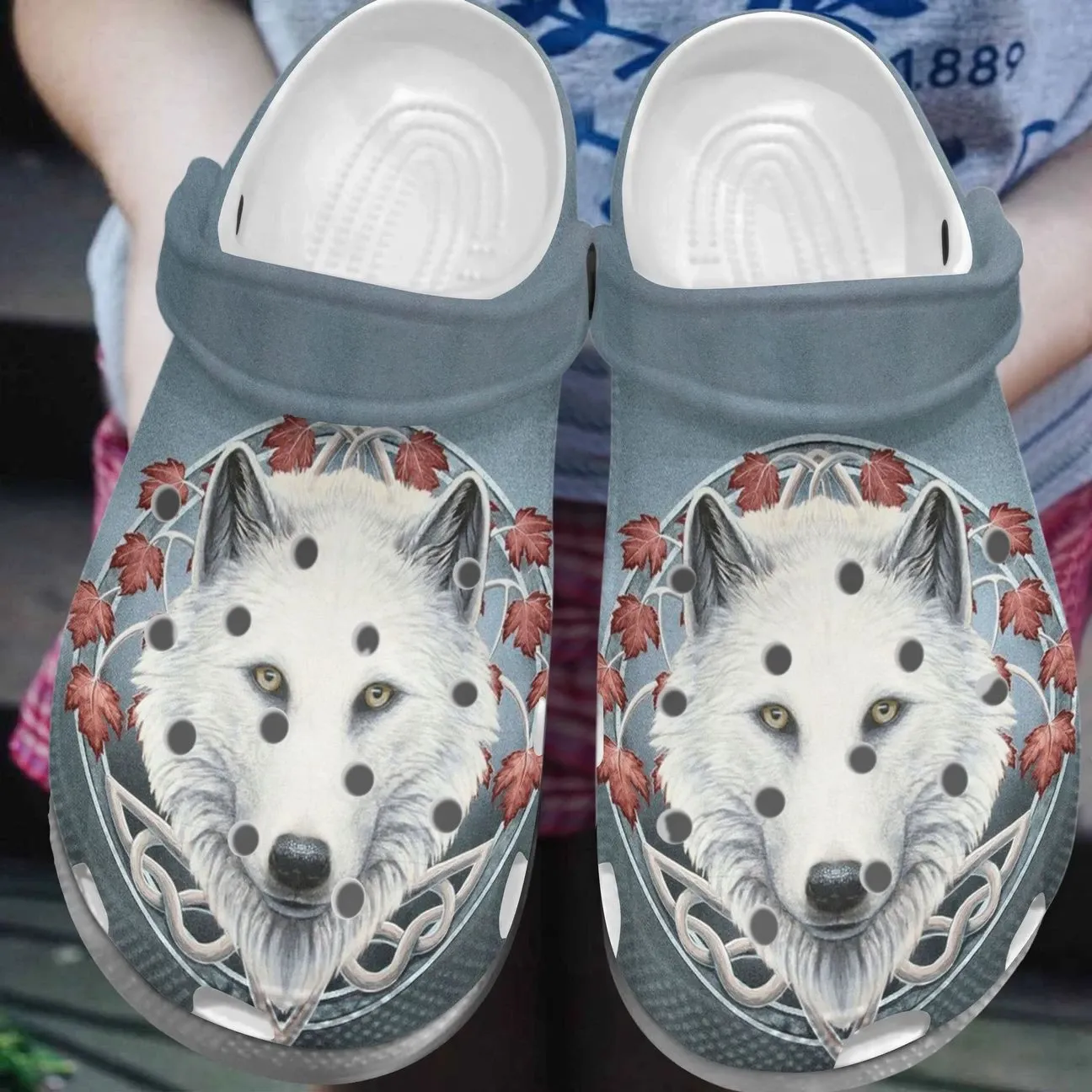Wolf Personalized Clog Custom Crocs Comfortablefashion Style Comfortable For Women Men Kid Print 3D White Wolf Wolf Personalized Clog Custom Crocs Comfortablefashion Style Comfortable For Women Men Kid Print 3D White Wolf