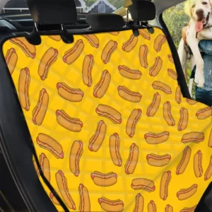 Yellow Background Hot Dog Pattern Design Car Back Seat Cover Dog Car Seat Covers - 90eab0d58f55