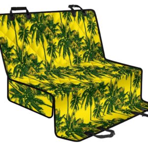 Yellow Palm Tree Pattern Print Pet Car Back Seat Cover - ac89469e6416