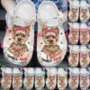 Yorkie Personalize Clog Custom Crocs Fashionstyle Comfortable For Women Men Kid Print 3D Whitesole Floral Yorkie Mom